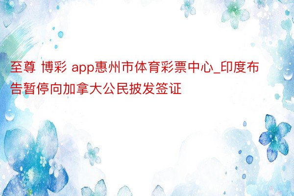 至尊 博彩 app惠州市体育彩票中心_印度布告暂停向加拿大公民披发签证